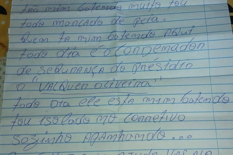 Cartas de detentos com denúncias agressões dentro do Presídio Evaristo de Moraes repercutem neste sábado em Sena Madureira