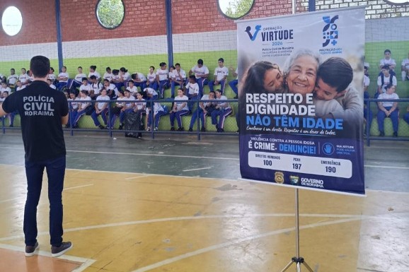 Operação Virtude: PCRR promove palestra sobre proteção à pessoa idosa para mais de 350 estudantes em Alto Alegre