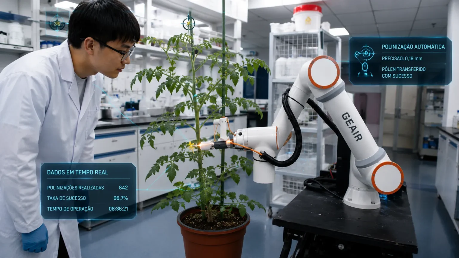 Inspirado no trabalho das abelhas, China cria primeiro robô reprodutor com inteligência artificial que se movimenta sozinho entre as plantas para fazer polinização cruzada